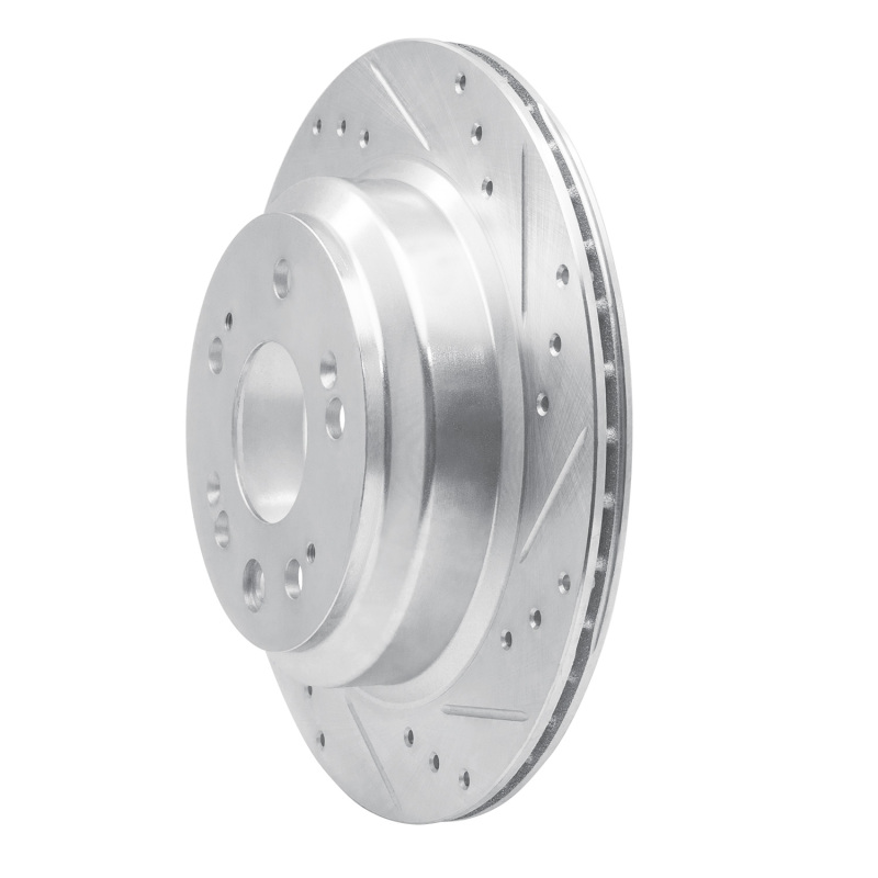 Acura RL Brake Rotor (1) - Rear Right - R1 Concepts - Drilled & Slotted - Silver - `05-`12